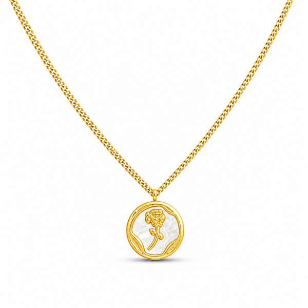 Circle Rose Stamp Necklace