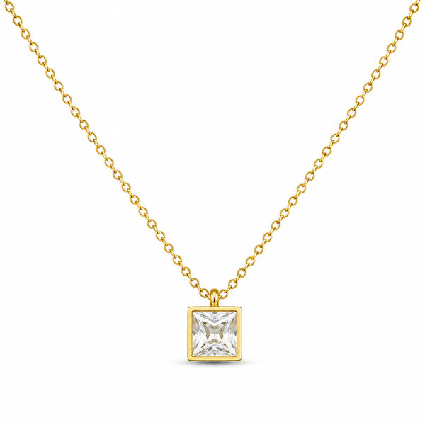 Square Single Stone Necklace