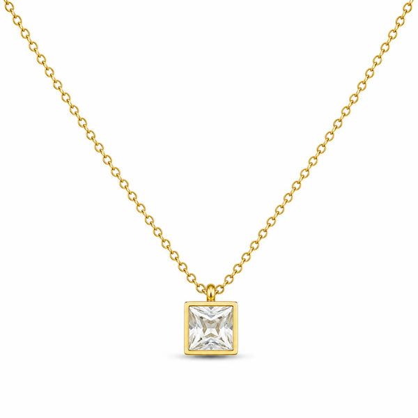 Square Single Stone Necklace