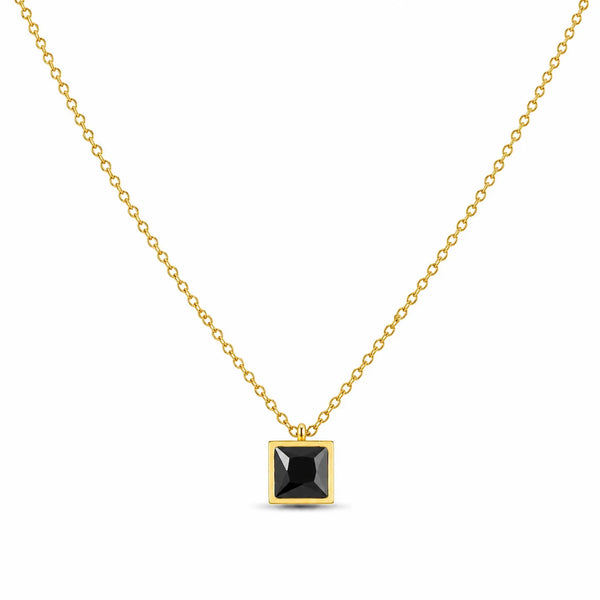 Square Single Stone Necklace