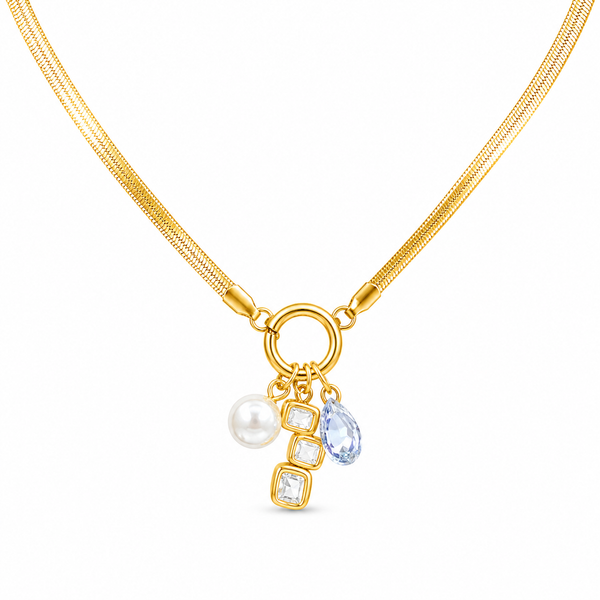 Shell Diamond Multi Charms Necklace