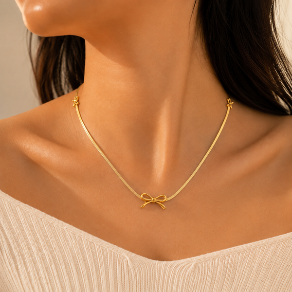 Bow Snake chain Necklace