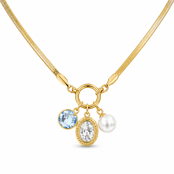 Pearl Diamond Multi Charms Necklace