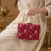 Mehroon silver floral Handle Clutch
