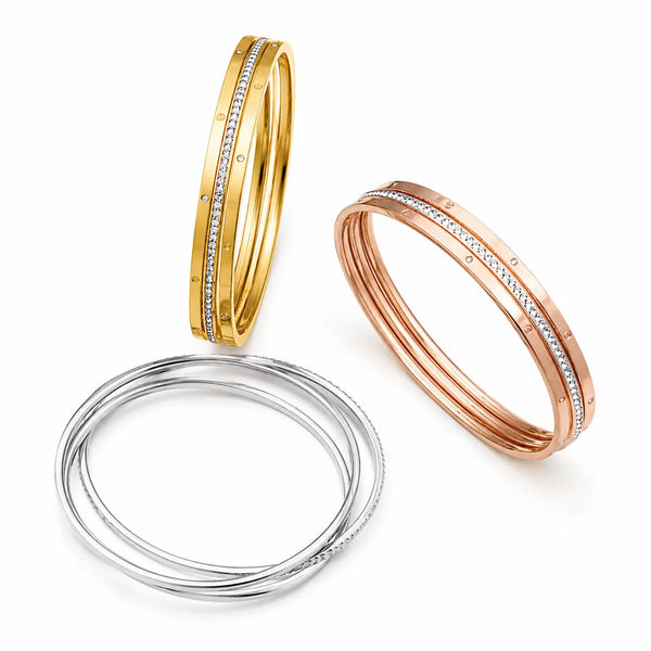 Set of 3 diamond love Bangle