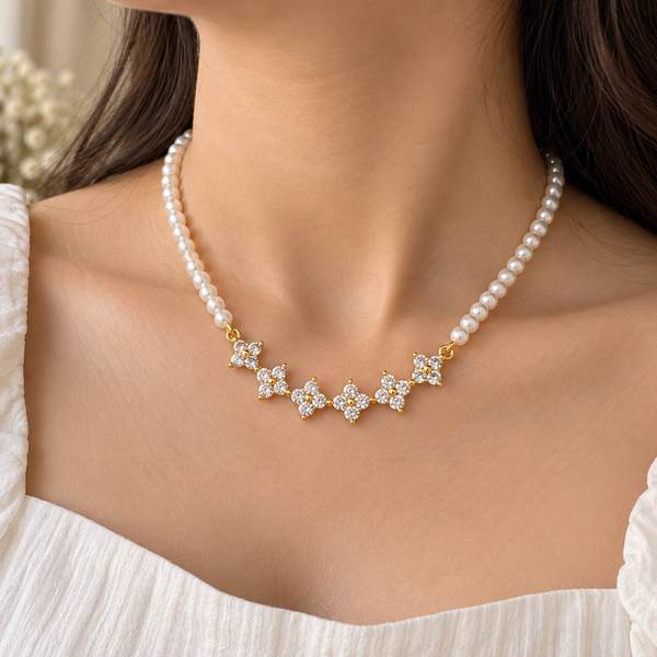 Pearl Diamond Pendant Necklace
