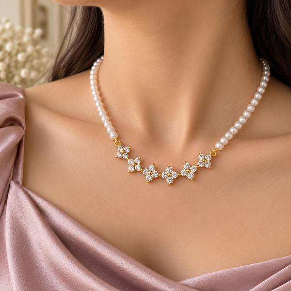 Pearl Diamond Pendant Necklace