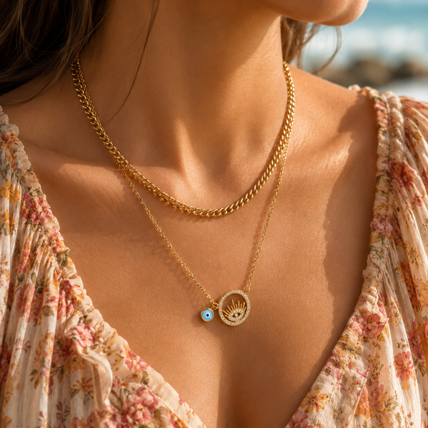Eye shape layered Necklace