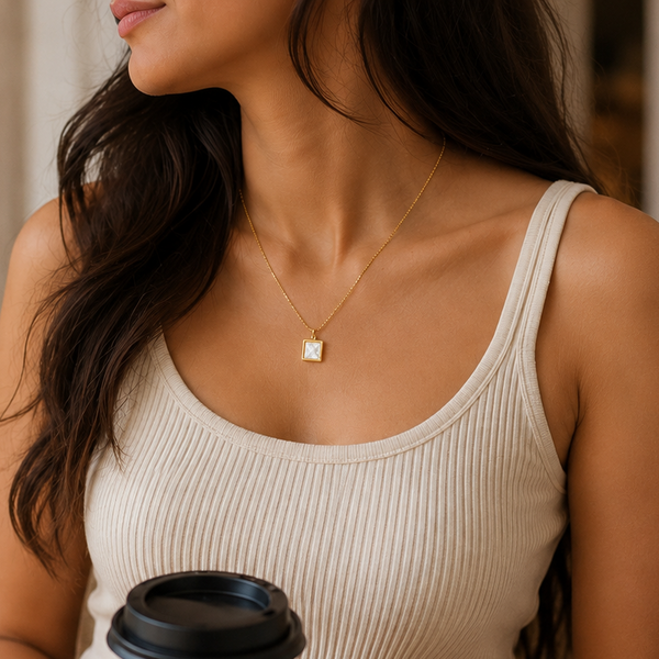 Square mother pearl Necklace