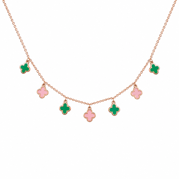 Pink & green Clover Tanmaniya Necklace