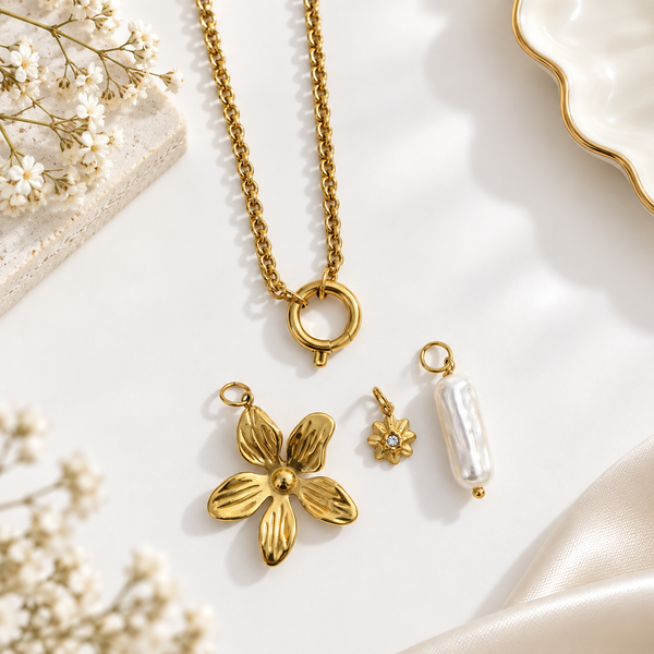 Flower Multi Charms Necklace