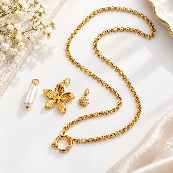Flower Multi Charms Necklace