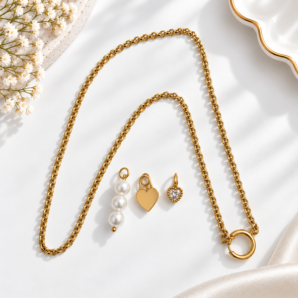 Heart Lock Multi Charms Necklace
