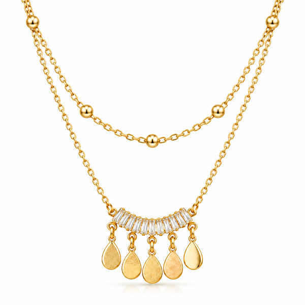 Double Layer White Stone Necklace