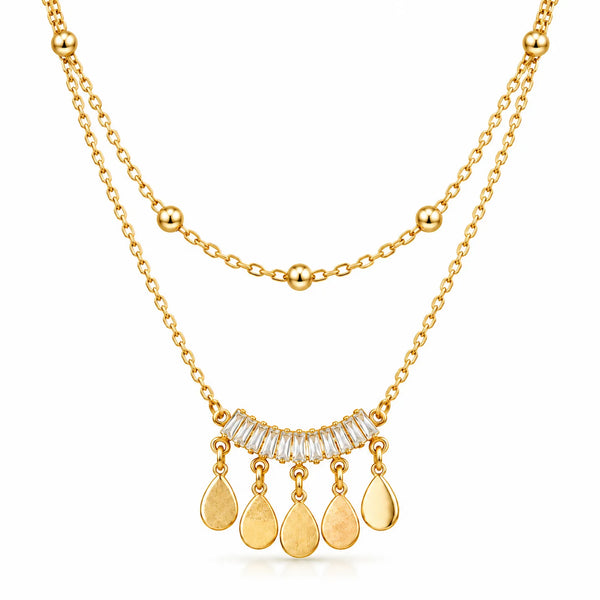 Double Layer White Stone Necklace