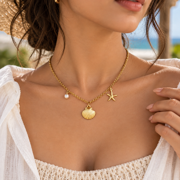 Shell Star Beach Charm Necklace