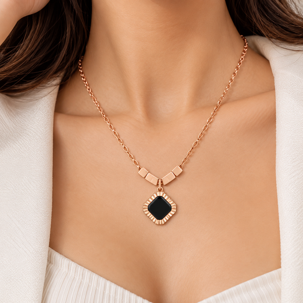 Black Coin cube Necklace
