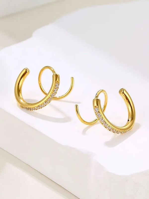 Golden spiral hug earrings