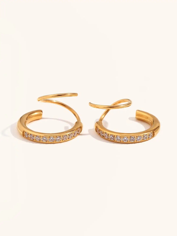 Golden spiral hug earrings