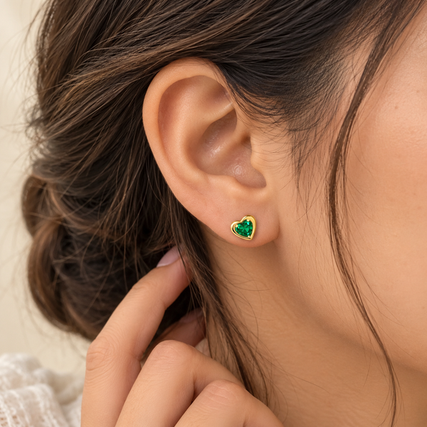 Emerald heart beats earrings