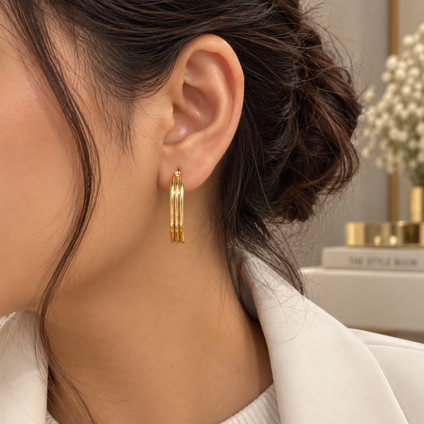 Triple Layer line Hoops Earrings