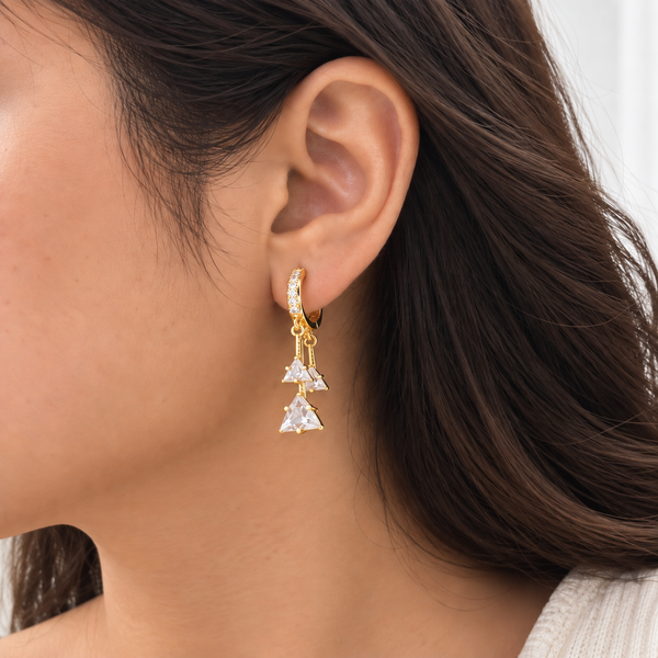 Triangle crystal dangling Earrings