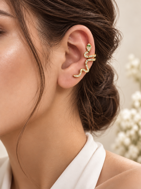 Seraya Crystal Snake Ear Cuff