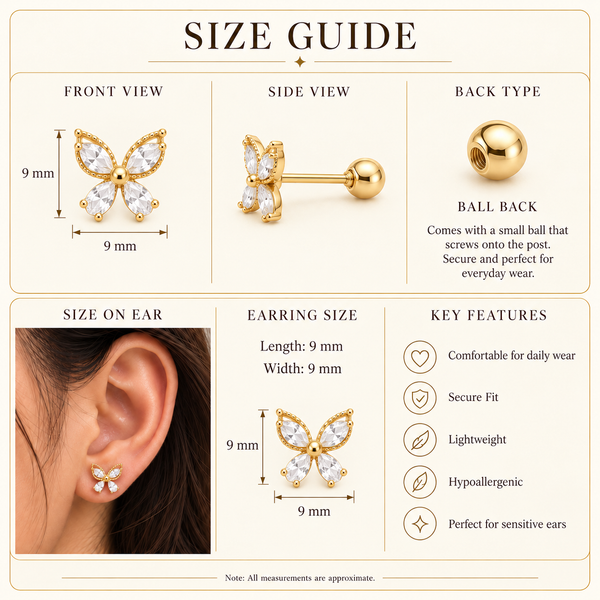 Butterfly Spark Ball Back Stud