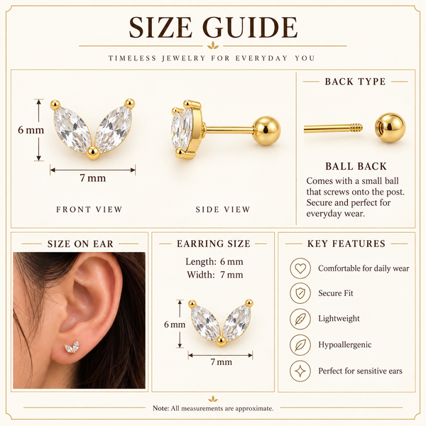 Twin Marquise Ball Back Stud