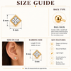 Princess Square Ball Back Stud Earrings