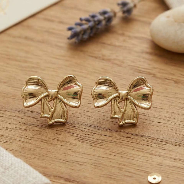 Gold Bow Stud Earrings
