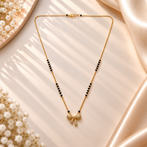 Ishika Bow Black Bead Mangalsutra