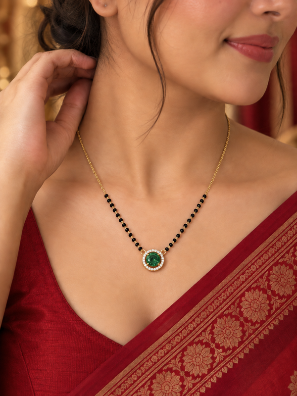 Myra Solitaire Black Bead Mangalsutra