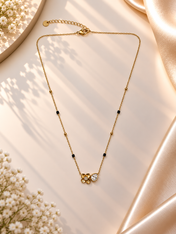 Anvi Minimal Floral Teardrop Mangalsutra