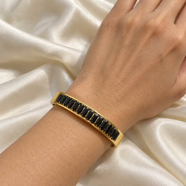 Onyx Baguette Crystal Kada