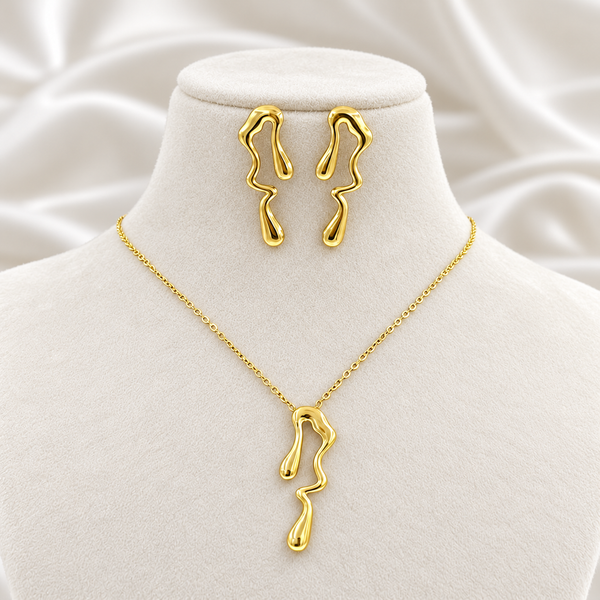 Irregular Liquid Waterdrop Necklace Set