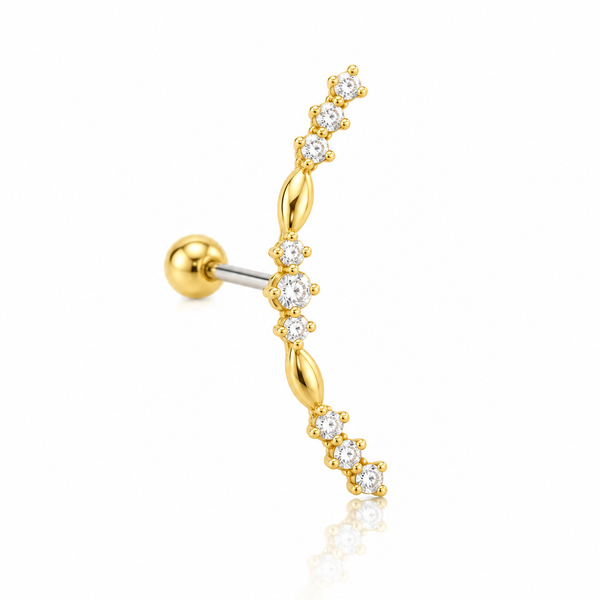 Triple Crystal Arc Ball Back Stud
