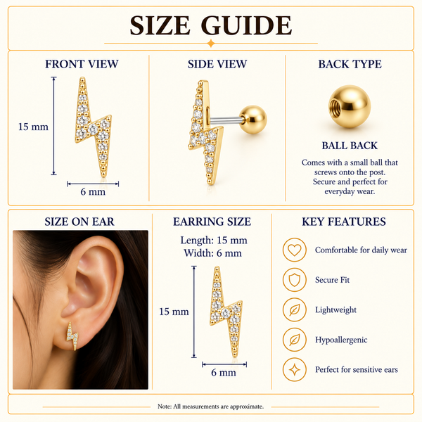Lightning Bolt Ball Back Stud