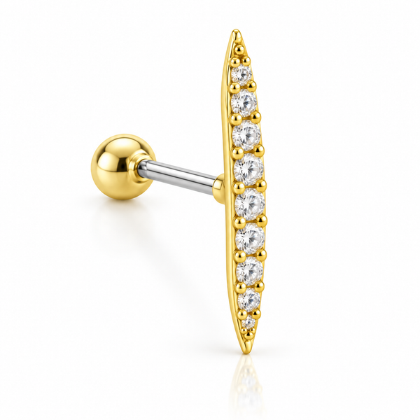 Crystal Slim Bar Ball Back Stud