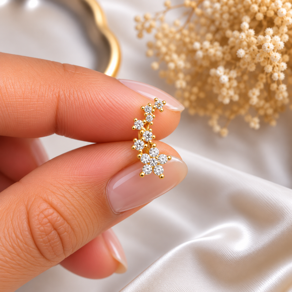 Crystal Floral Vine Ball Back Stud