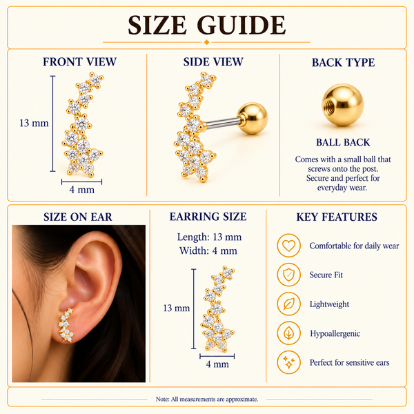 Crystal Floral Vine Ball Back Stud