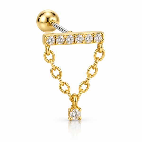 Crystal Chain Drop Ball Back Stud
