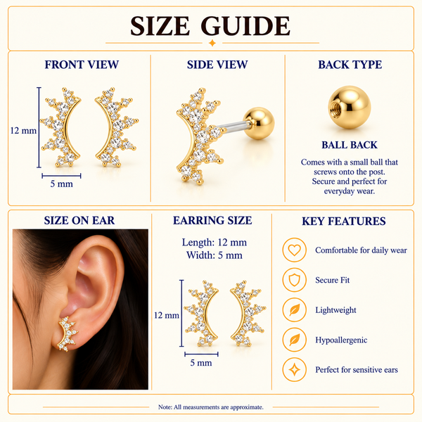 Celestial Spark Ear Climber Ball Back Studs