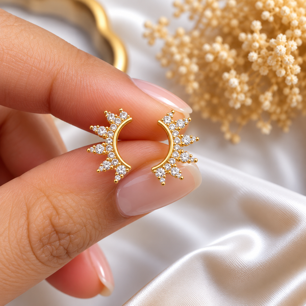 Celestial Spark Ear Climber Ball Back Studs