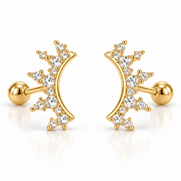 Celestial Spark Ear Climber Ball Back Studs