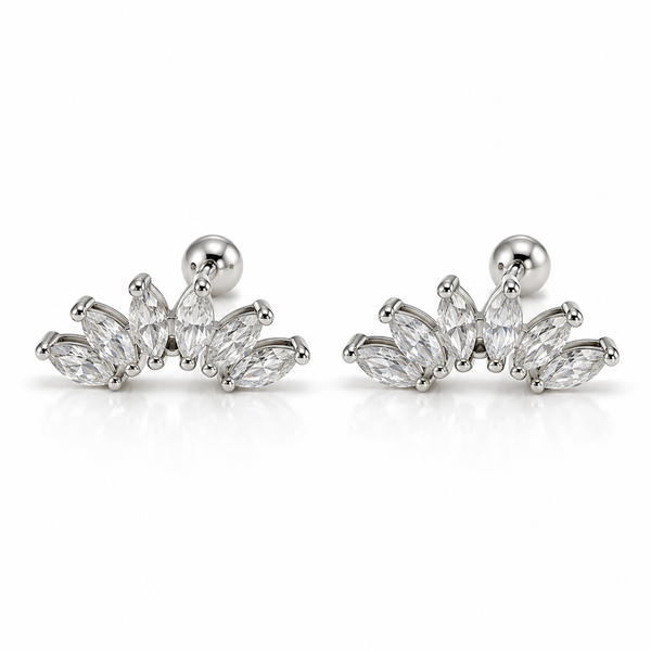 Marquise Leaf Ball Back Stud
