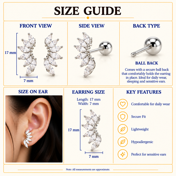 Marquise Leaf Ball Back Stud