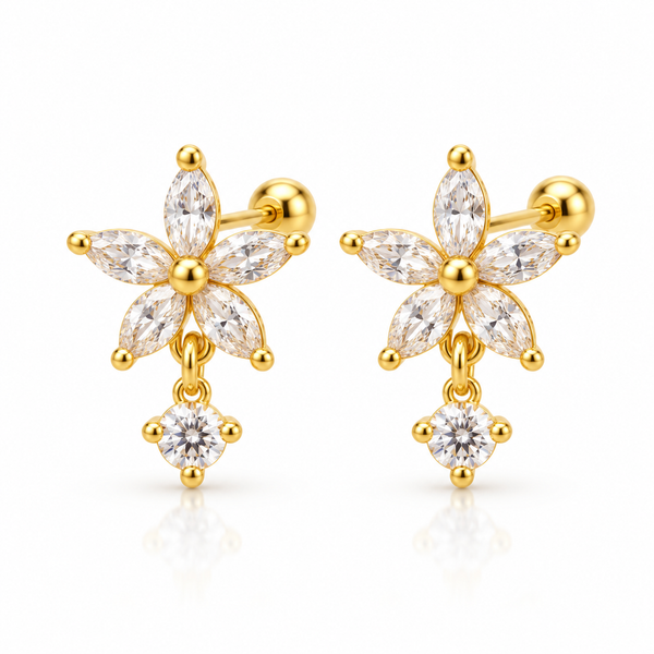 Crystal Daisy Drop Ball Back Studs