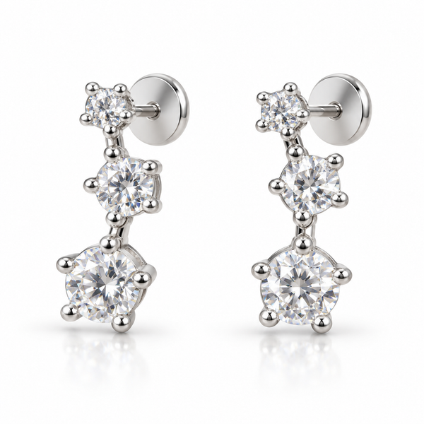 Triple Crystal Drop Flat Back Studs