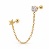 Star Crystal Double Piercing Chain Stud